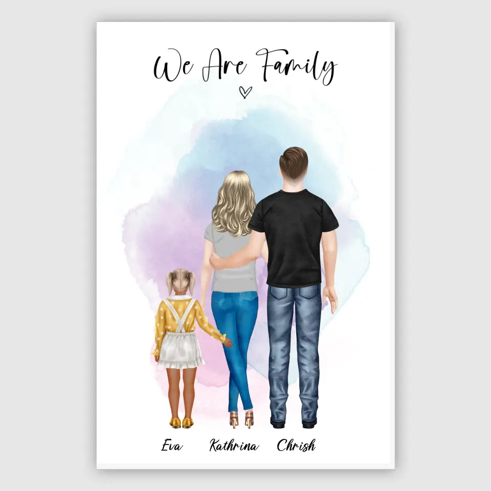 Ehepaar mit Tochter - persönliches Wandbild - Poster