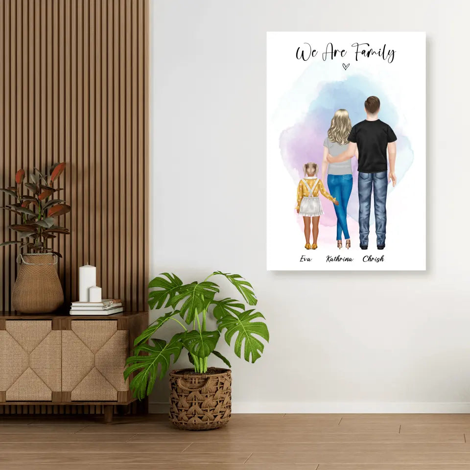 Ehepaar mit Tochter - persönliches Wandbild - Poster