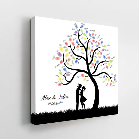 Der Hochzeitsbaum - Personalisierte Fingerabdruck - Leinwand