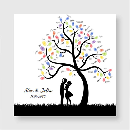 Der Hochzeitsbaum - Personalisierte Fingerabdruck - Poster