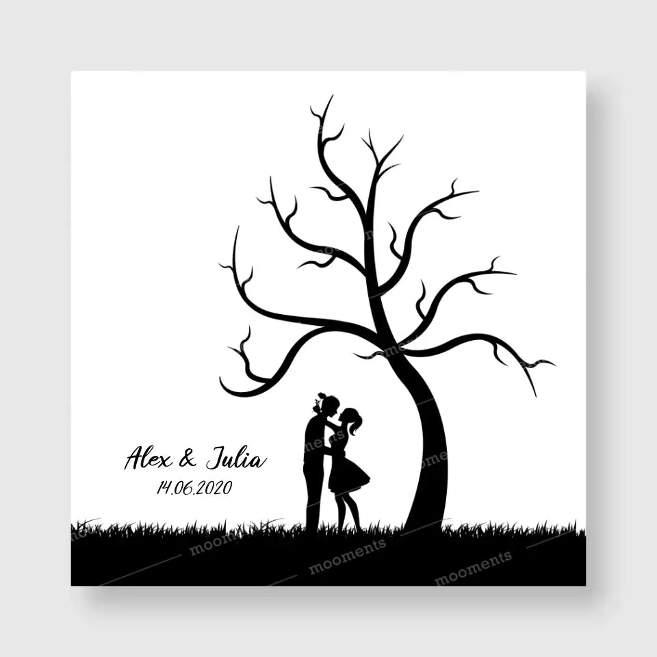 Der Hochzeitsbaum - Personalisierte Fingerabdruck - Poster